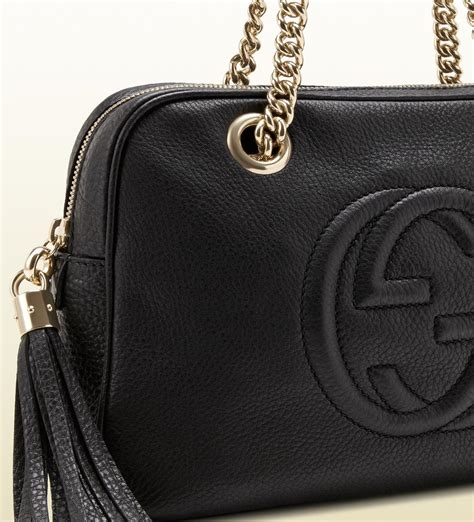 gucci black distressed|gucci leather shoulder bag.